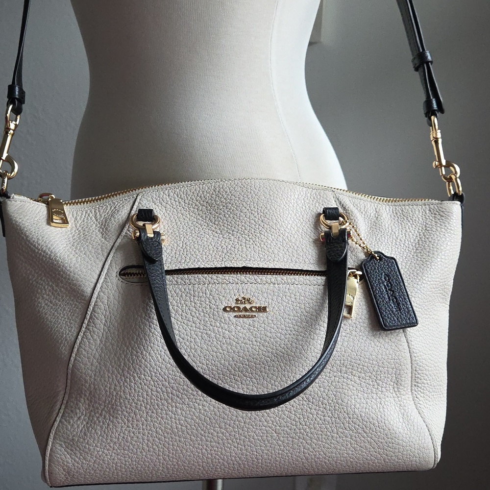 COACH Chalk & Black Prairie Leather Crossbody Bag - Picture 5 of 14